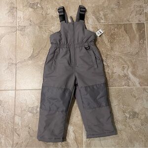 ToughSkins Ski Snow Pants Size 4T Gray Zippered Pockets Snap Bib Overall NWT